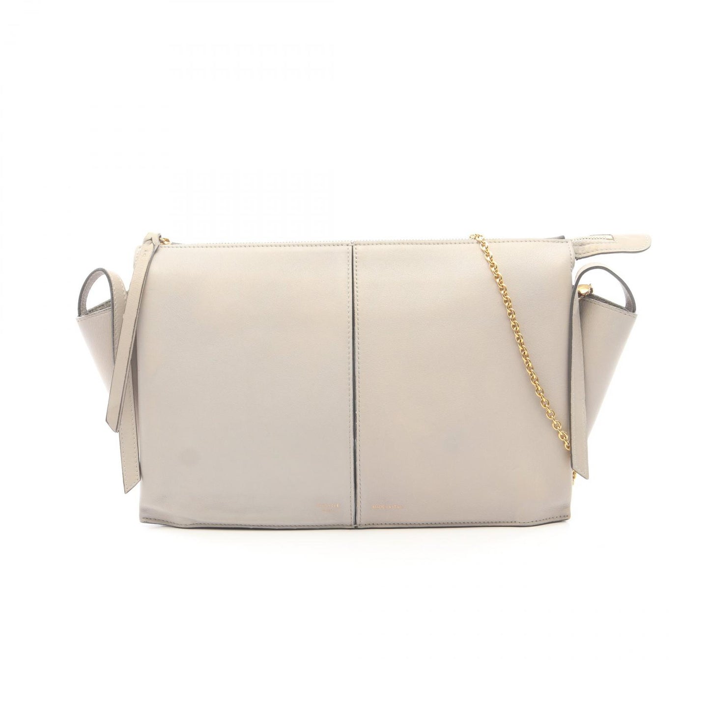 トライフォールド チェーンショルダーバッグ レザー グレー セリーヌ バッグ CELINE