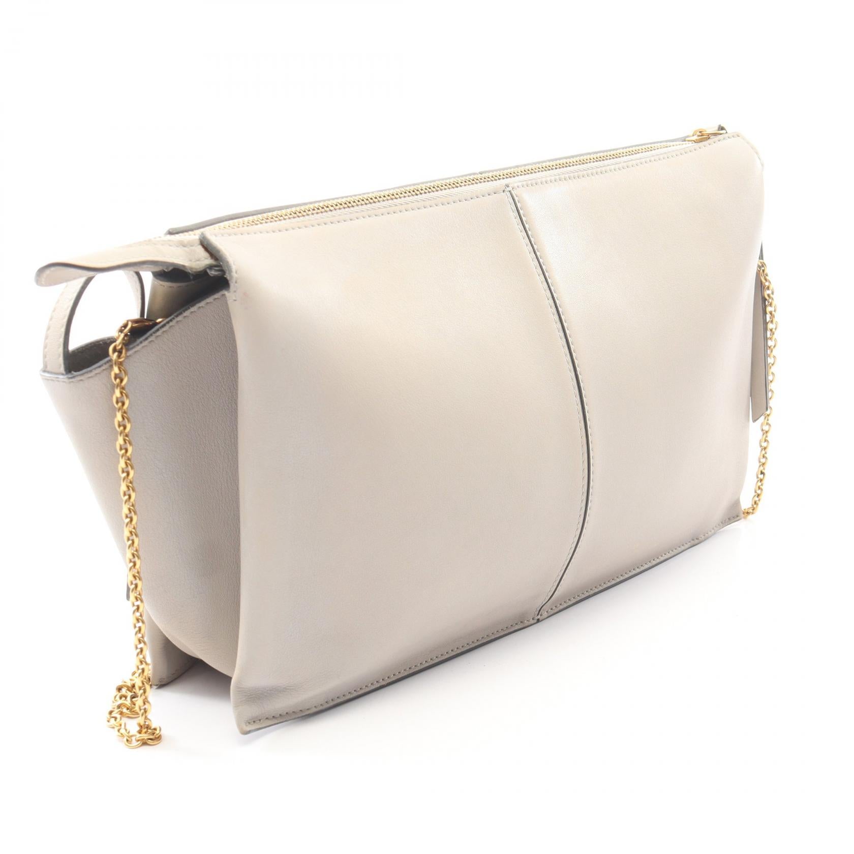 トライフォールド チェーンショルダーバッグ レザー グレー セリーヌ バッグ CELINE