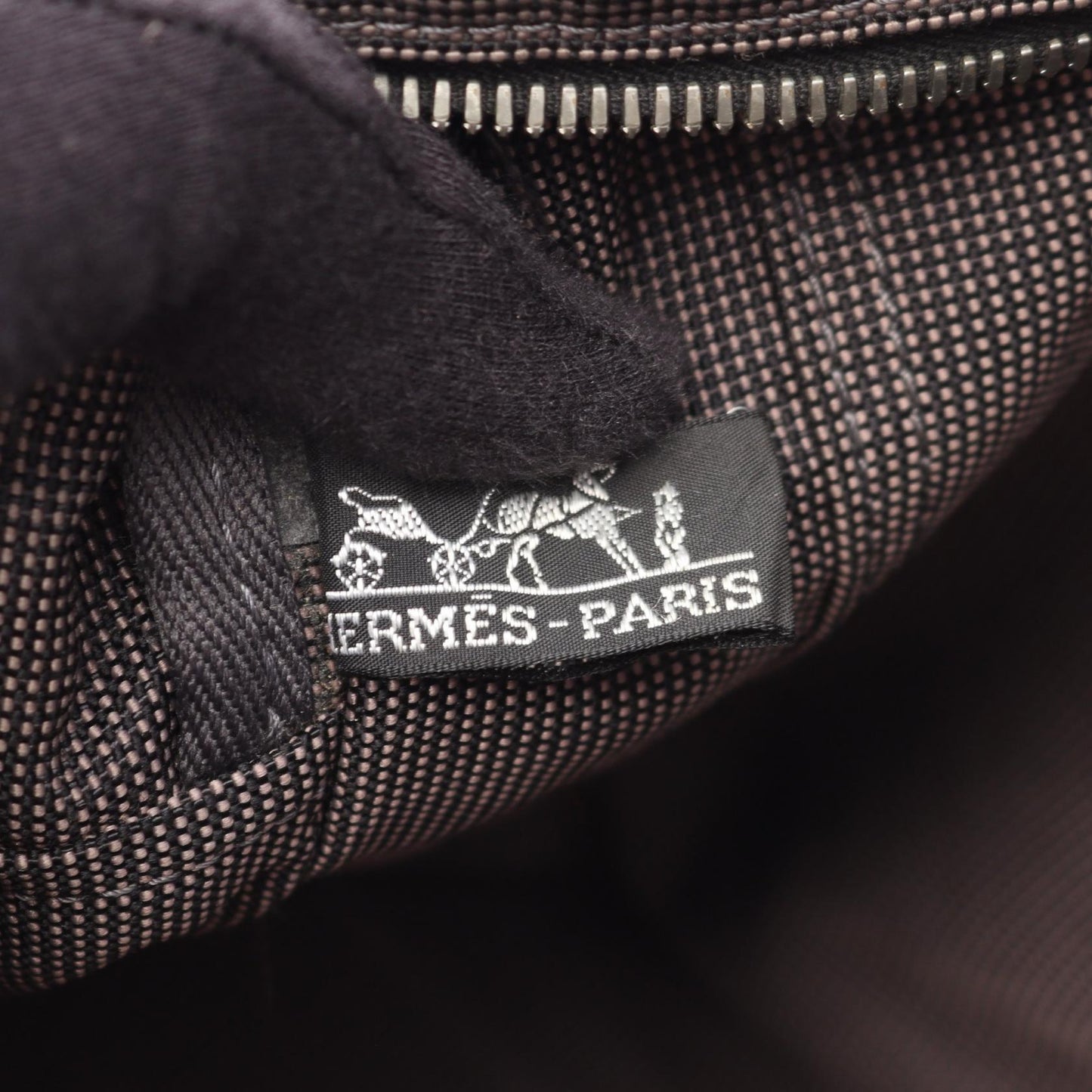 エールラインMM ハンドバッグ トートバッグ ナイロンキャンバス ダークグレー シルバー金具 エルメス バッグ HERMES