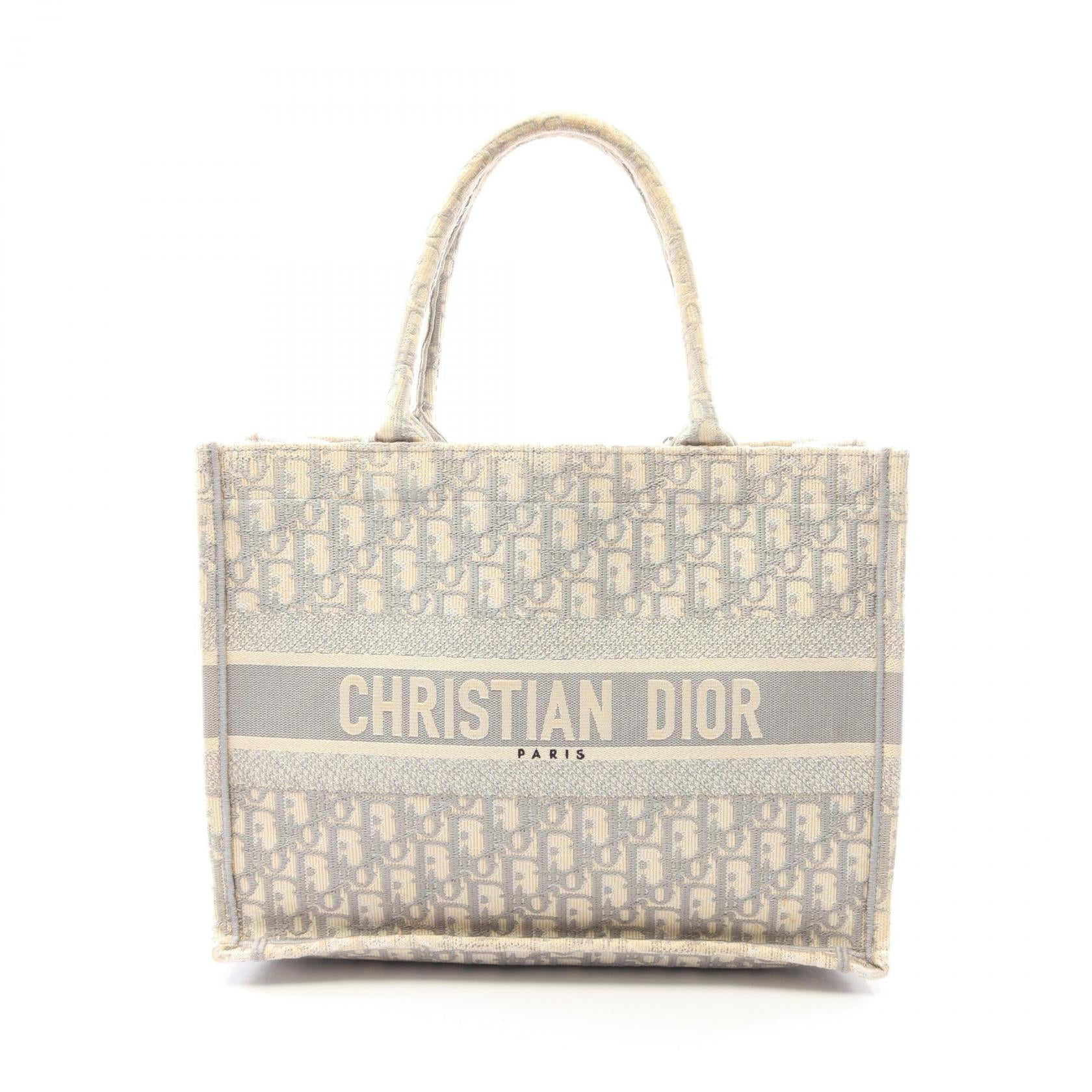 BOOK TOTE ブックトート ミディアム ハンドバッグ トートバッグ キャンバス アイボリー グレー クリスチャンディオール バッグ Christian Dior