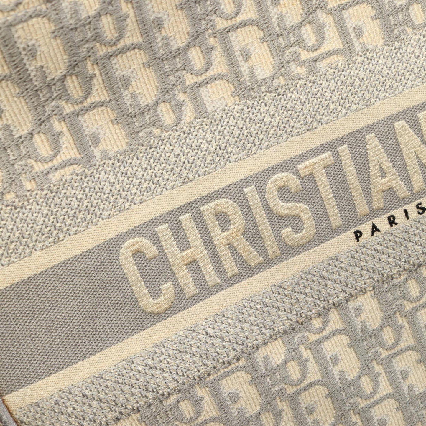 BOOK TOTE ブックトート ミディアム ハンドバッグ トートバッグ キャンバス アイボリー グレー クリスチャンディオール バッグ Christian Dior