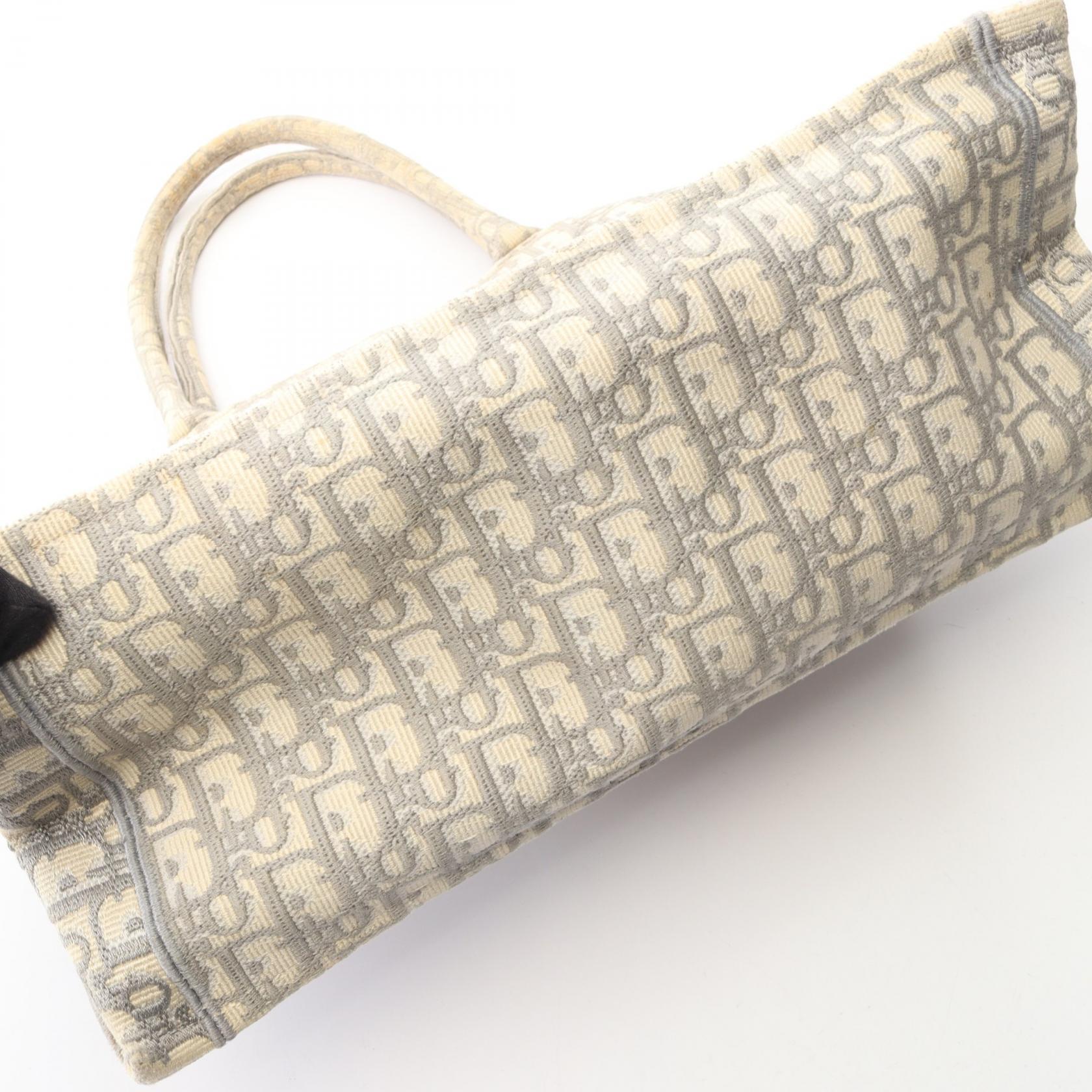 BOOK TOTE ブックトート ミディアム ハンドバッグ トートバッグ キャンバス アイボリー グレー クリスチャンディオール バッグ Christian Dior