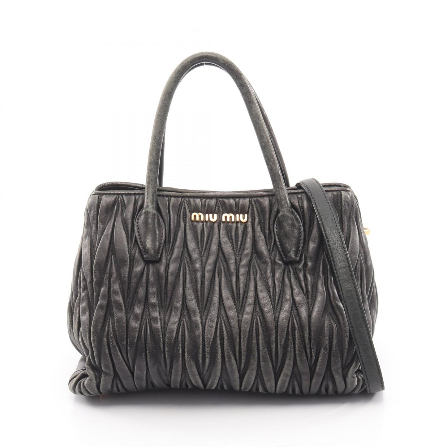 マテラッセ 2way ハンドバッグ レザー ブラック ミュウミュウ バッグ miu miu