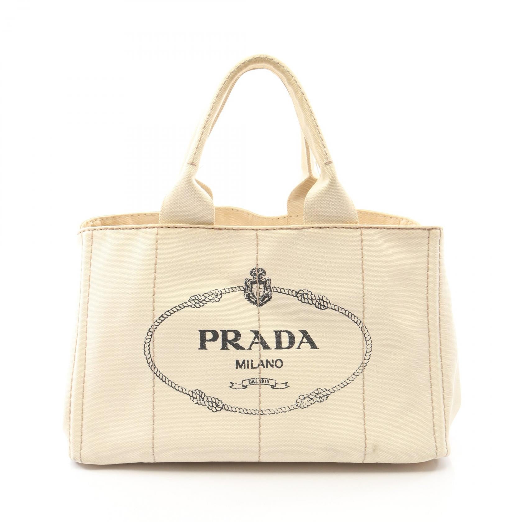 カナパ ハンドバッグ トートバッグ キャンバス オフホワイト プラダ バッグ PRADA