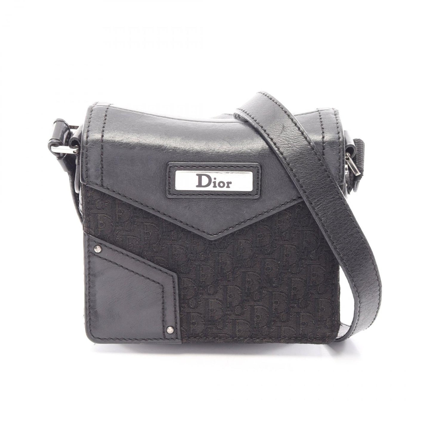 ストリートシック トロッター ショルダーバッグ キャンバス レザー ブラック クリスチャンディオール バッグ Christian Dior