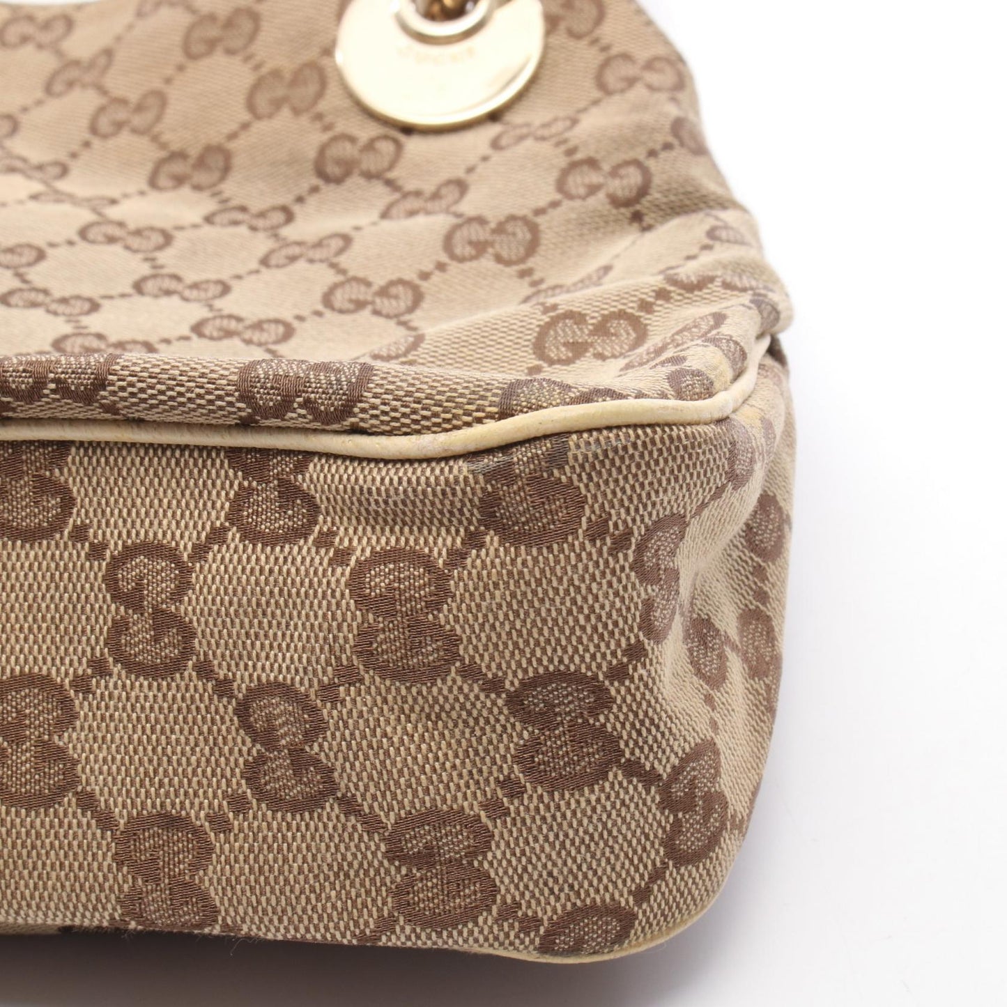 GGキャンバス ショルダーバッグ キャンバス レザー ベージュ アイボリー グッチ バッグ GUCCI