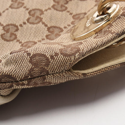 GGキャンバス ショルダーバッグ キャンバス レザー ベージュ アイボリー グッチ バッグ GUCCI