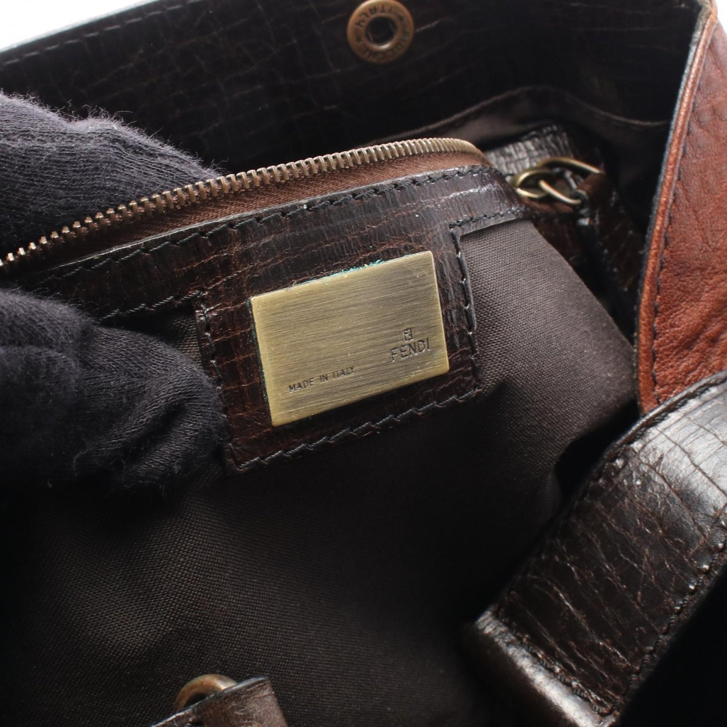エトニコ ハンドバッグ レザー ブラウン ダークブラウン フェンディ バッグ FENDI