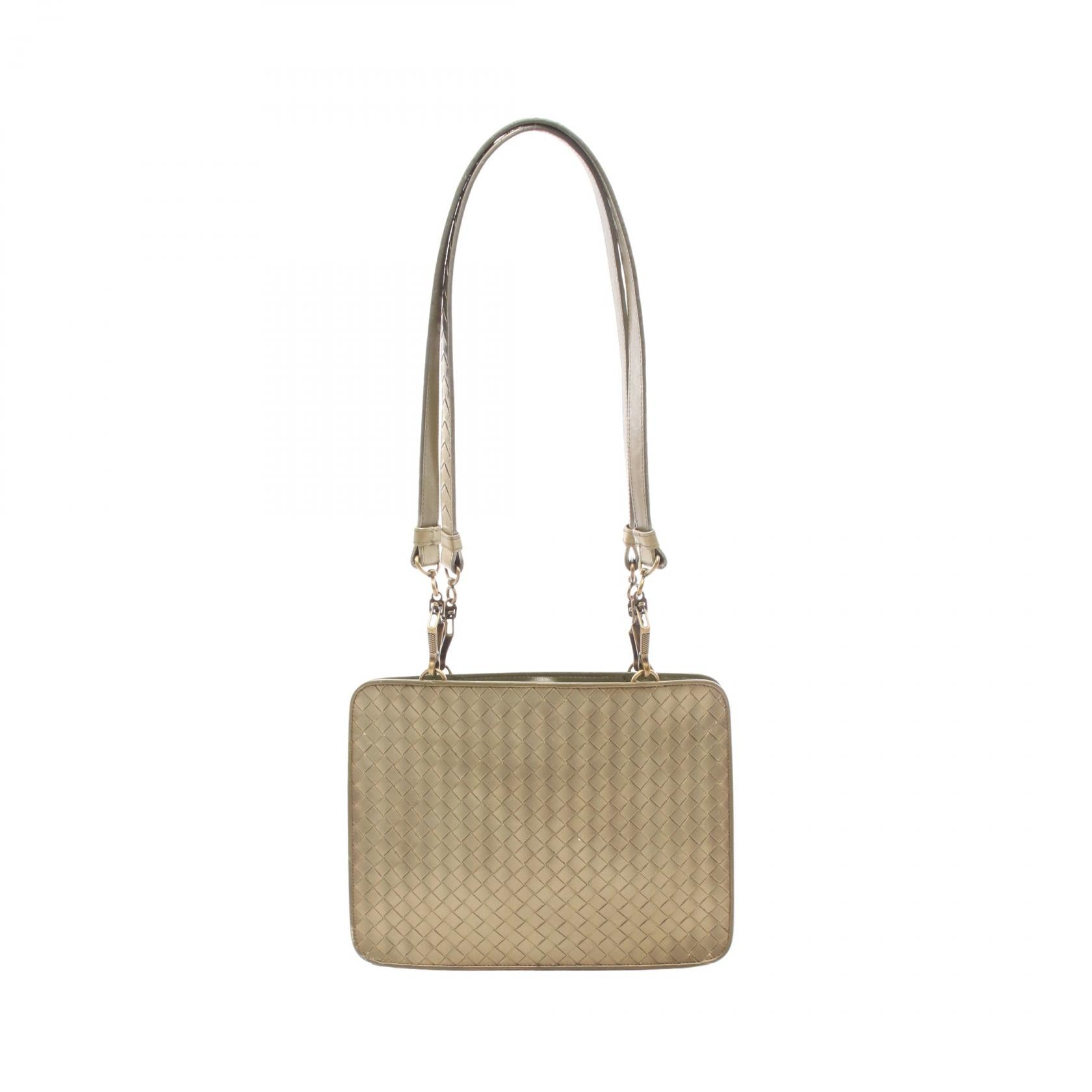 イントレチャート ショルダーバッグ レザー ゴールド カーキグリーン ボッテガヴェネタ バッグ BOTTEGA VENETA