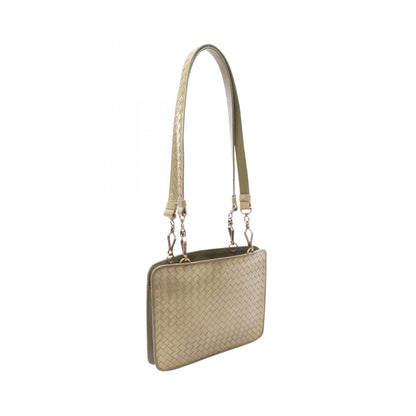 イントレチャート ショルダーバッグ レザー ゴールド カーキグリーン ボッテガヴェネタ バッグ BOTTEGA VENETA