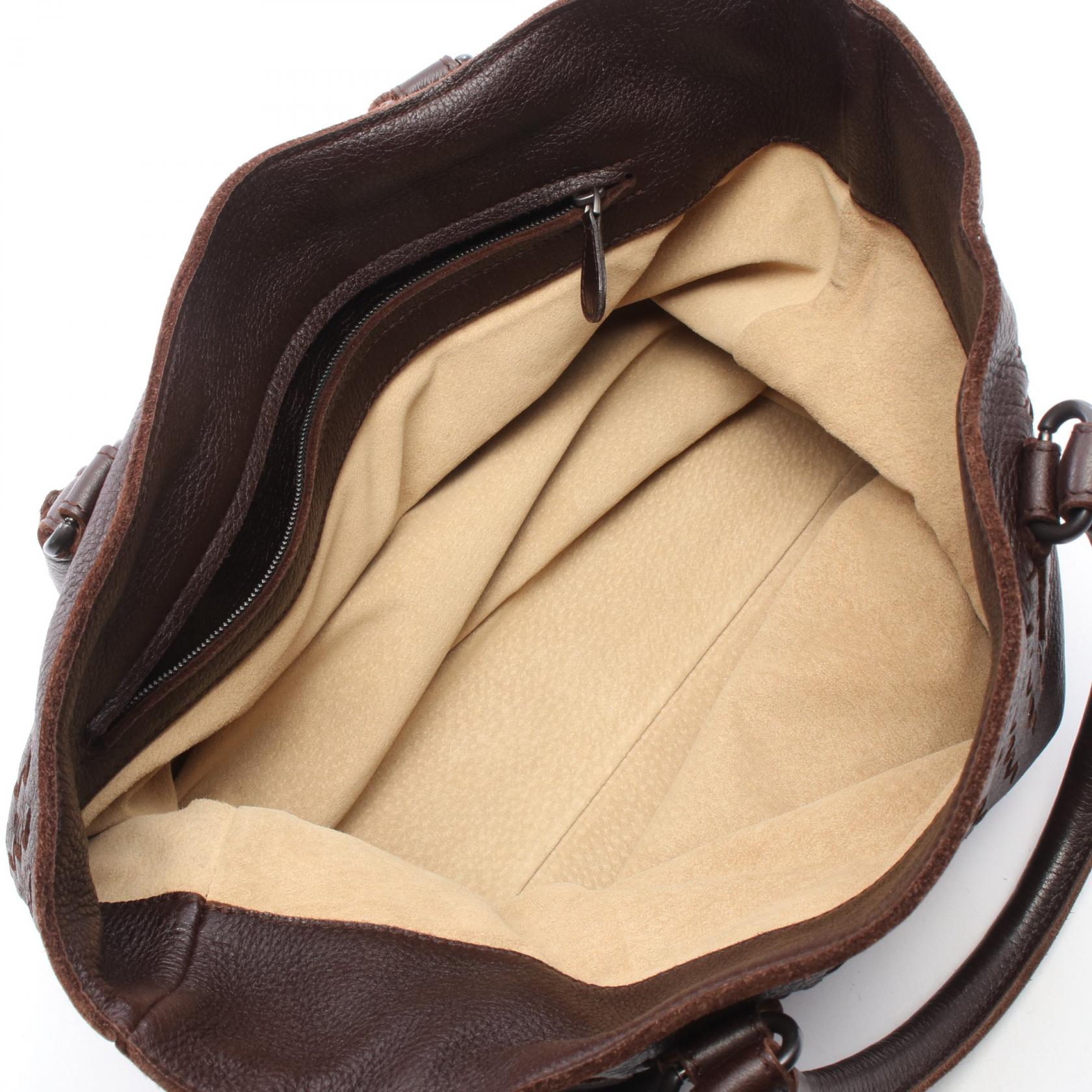 イントレチャート ハンドバッグ トートバッグ レザー ダークブラウン ボッテガヴェネタ バッグ BOTTEGA VENETA