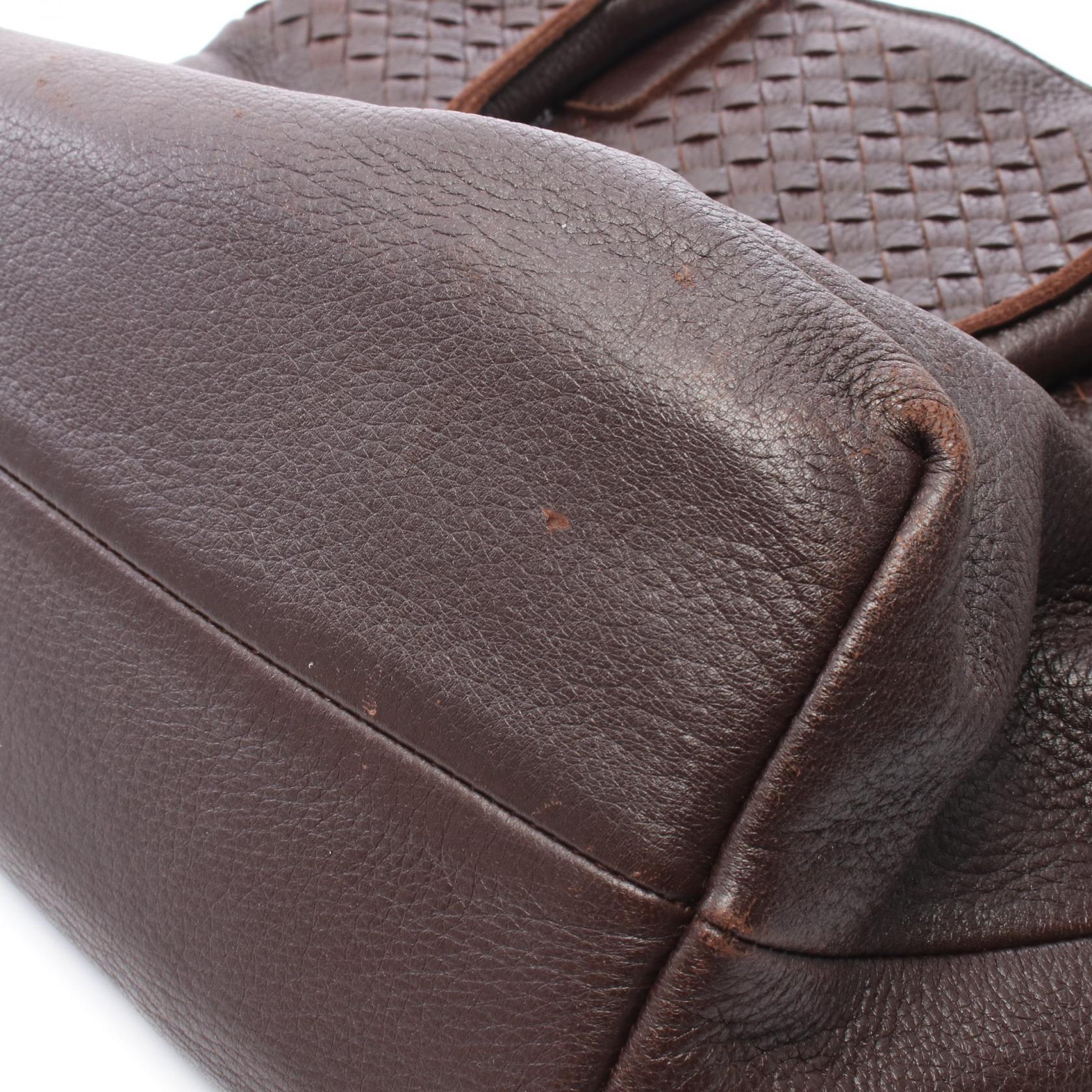 イントレチャート ハンドバッグ トートバッグ レザー ダークブラウン ボッテガヴェネタ バッグ BOTTEGA VENETA
