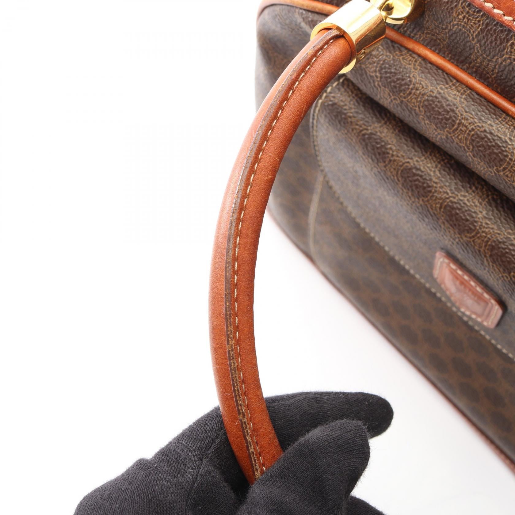 マカダム ハンドバッグ PVC レザー ダークブラウン ブラウン セリーヌ バッグ CELINE