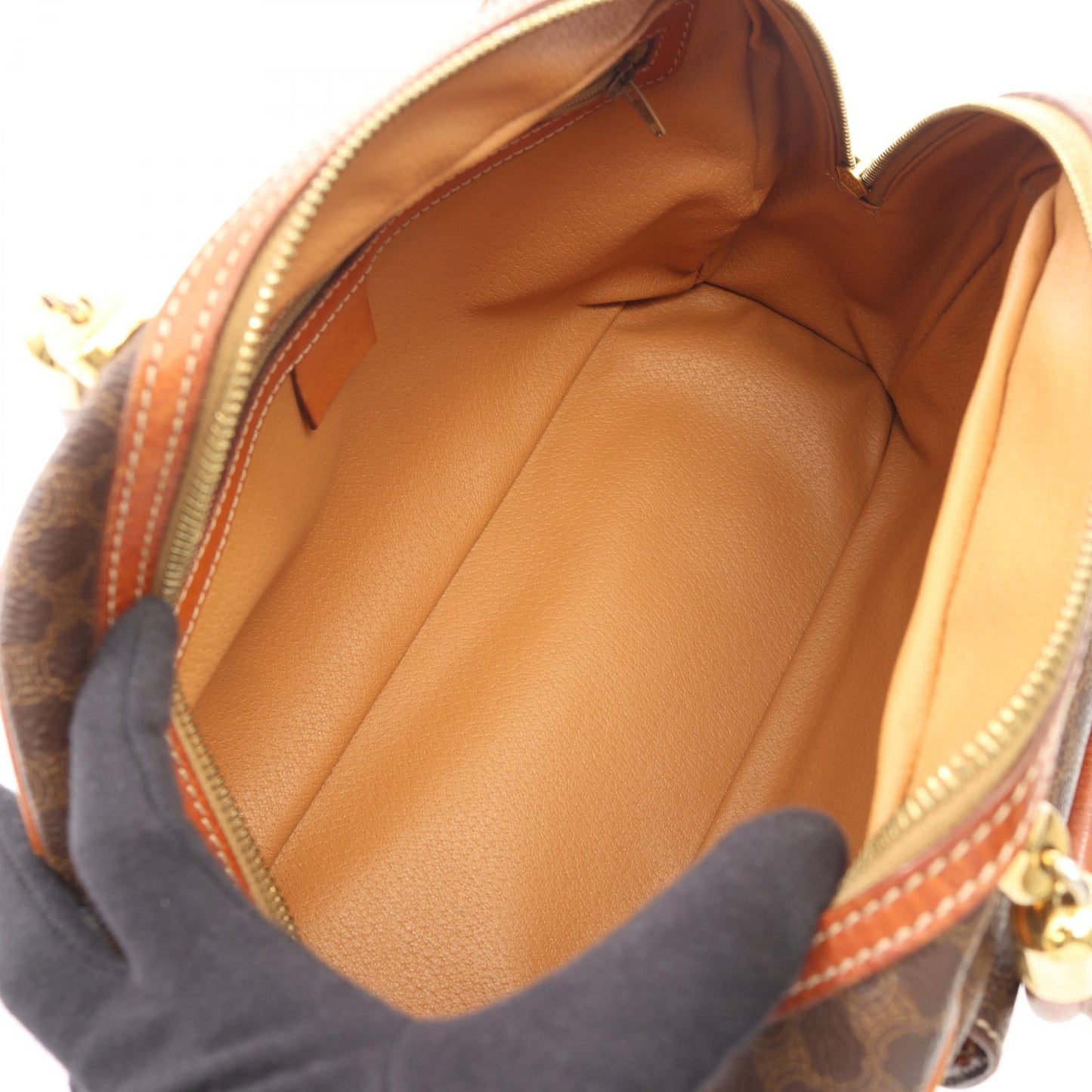 マカダム ハンドバッグ PVC レザー ダークブラウン ブラウン セリーヌ バッグ CELINE