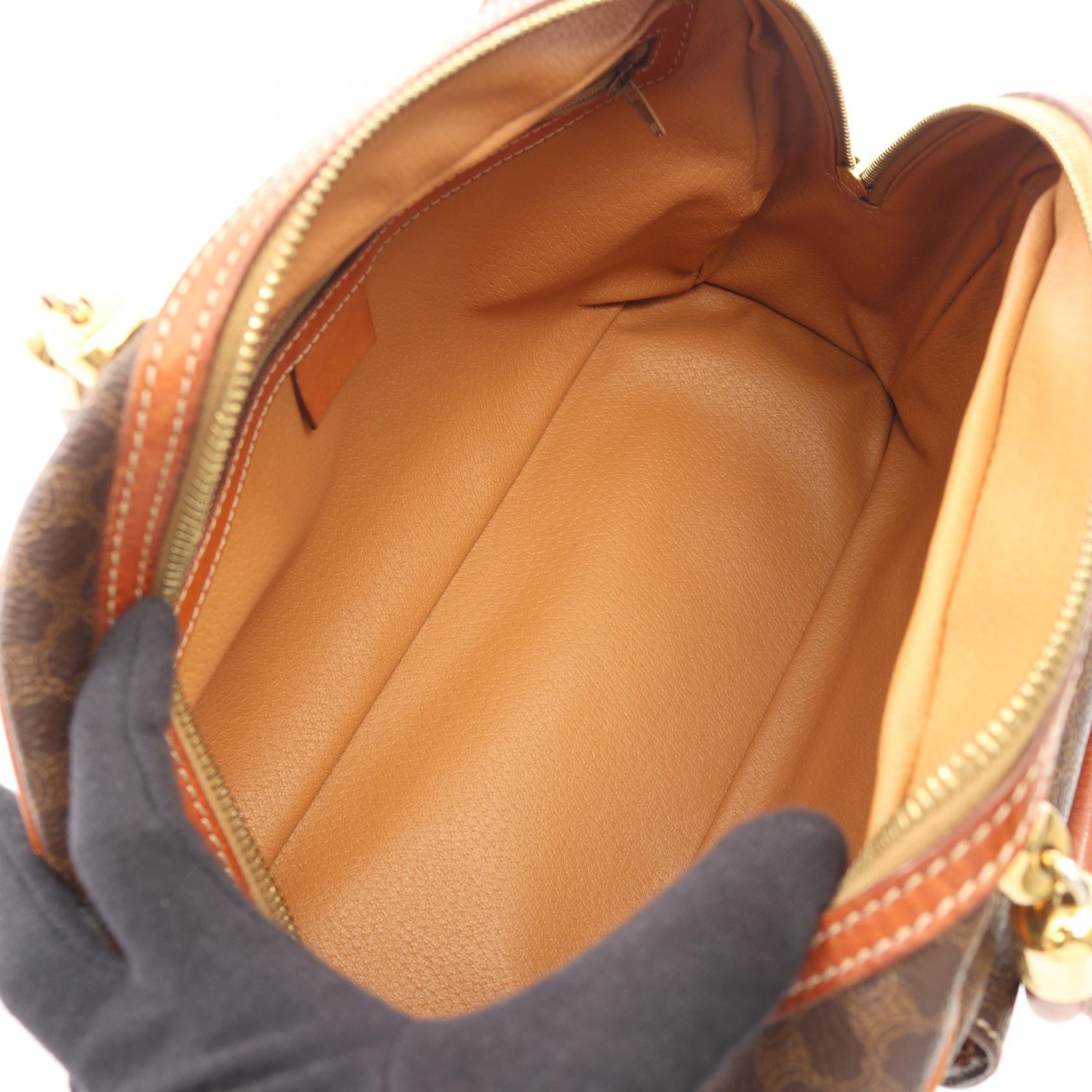マカダム ハンドバッグ PVC レザー ダークブラウン ブラウン セリーヌ バッグ CELINE