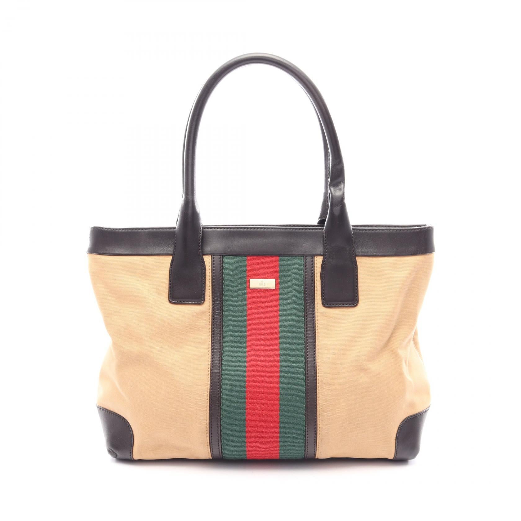 シェリーライン ハンドバッグ トートバッグ キャンバス レザー イエローブラウン ダークブラウン マルチカラー グッチ バッグ GUCCI
