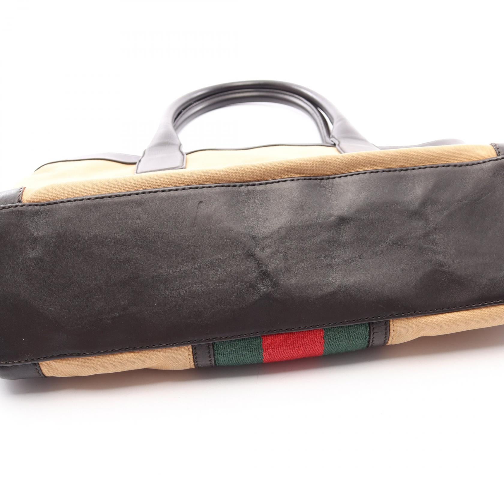 シェリーライン ハンドバッグ トートバッグ キャンバス レザー イエローブラウン ダークブラウン マルチカラー グッチ バッグ GUCCI