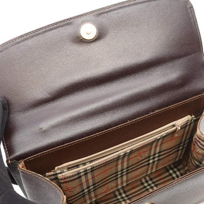 2WAY ハンドバッグ レザー ダークブラウン バーバリー バッグ BURBERRY