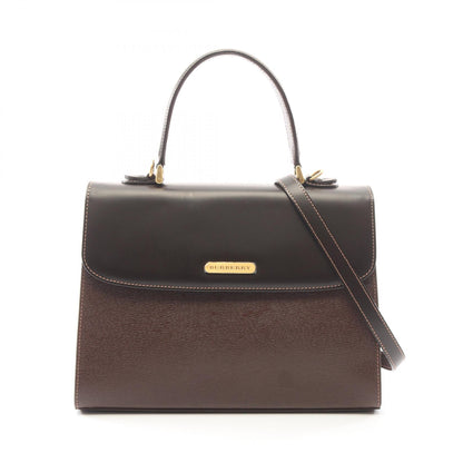 2WAY ハンドバッグ レザー ダークブラウン バーバリー バッグ BURBERRY