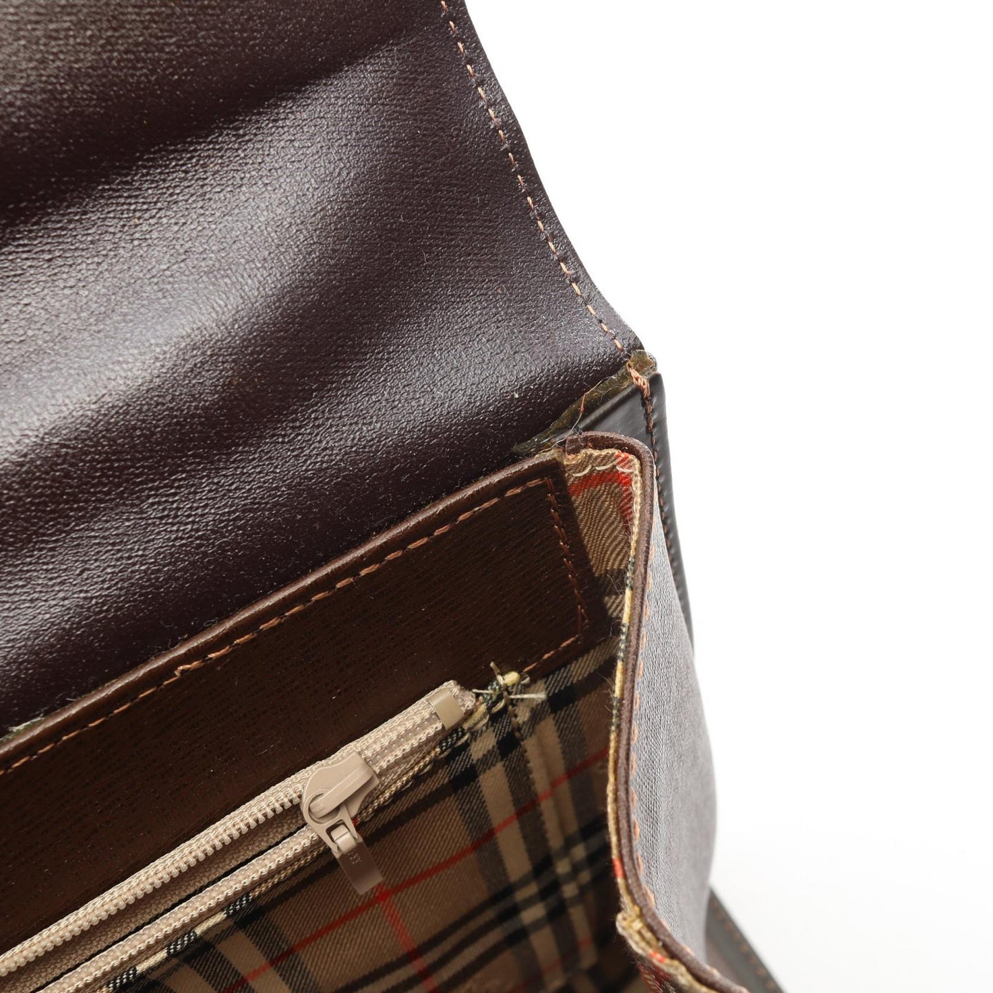 2WAY ハンドバッグ レザー ダークブラウン バーバリー バッグ BURBERRY