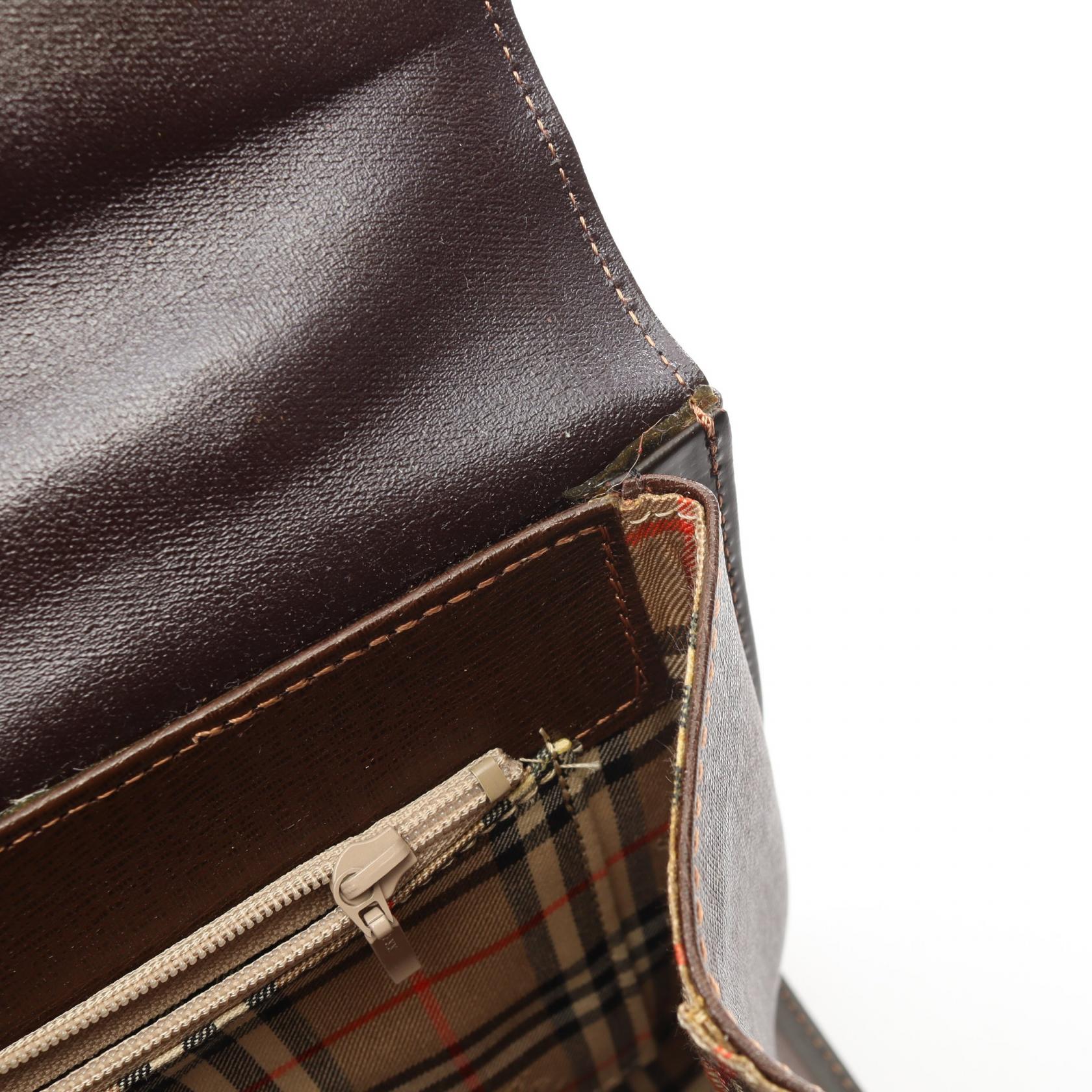 2WAY ハンドバッグ レザー ダークブラウン バーバリー バッグ BURBERRY