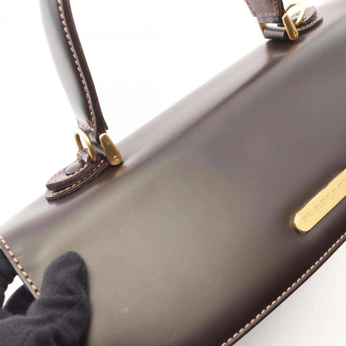 2WAY ハンドバッグ レザー ダークブラウン バーバリー バッグ BURBERRY