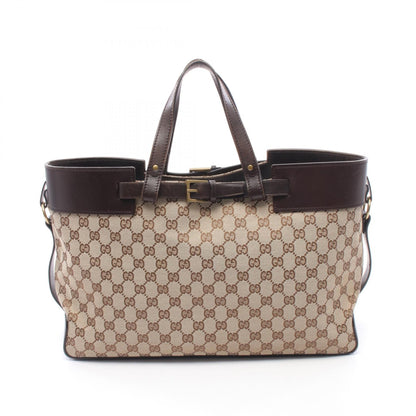 GGキャンバス ハンドバッグ トートバッグ キャンバス レザー ベージュ ダークブラウン グッチ バッグ GUCCI