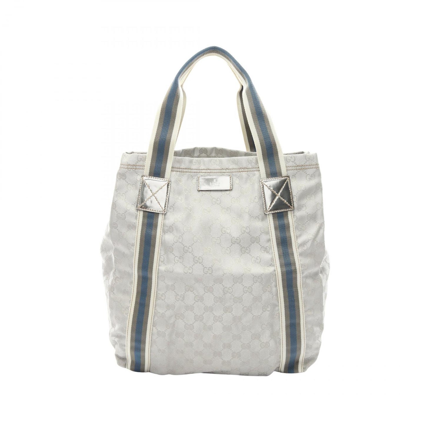 GGキャンバス シェリーライン ハンドバッグ トートバッグ キャンバス レザー シルバー マルチカラー グッチ バッグ GUCCI