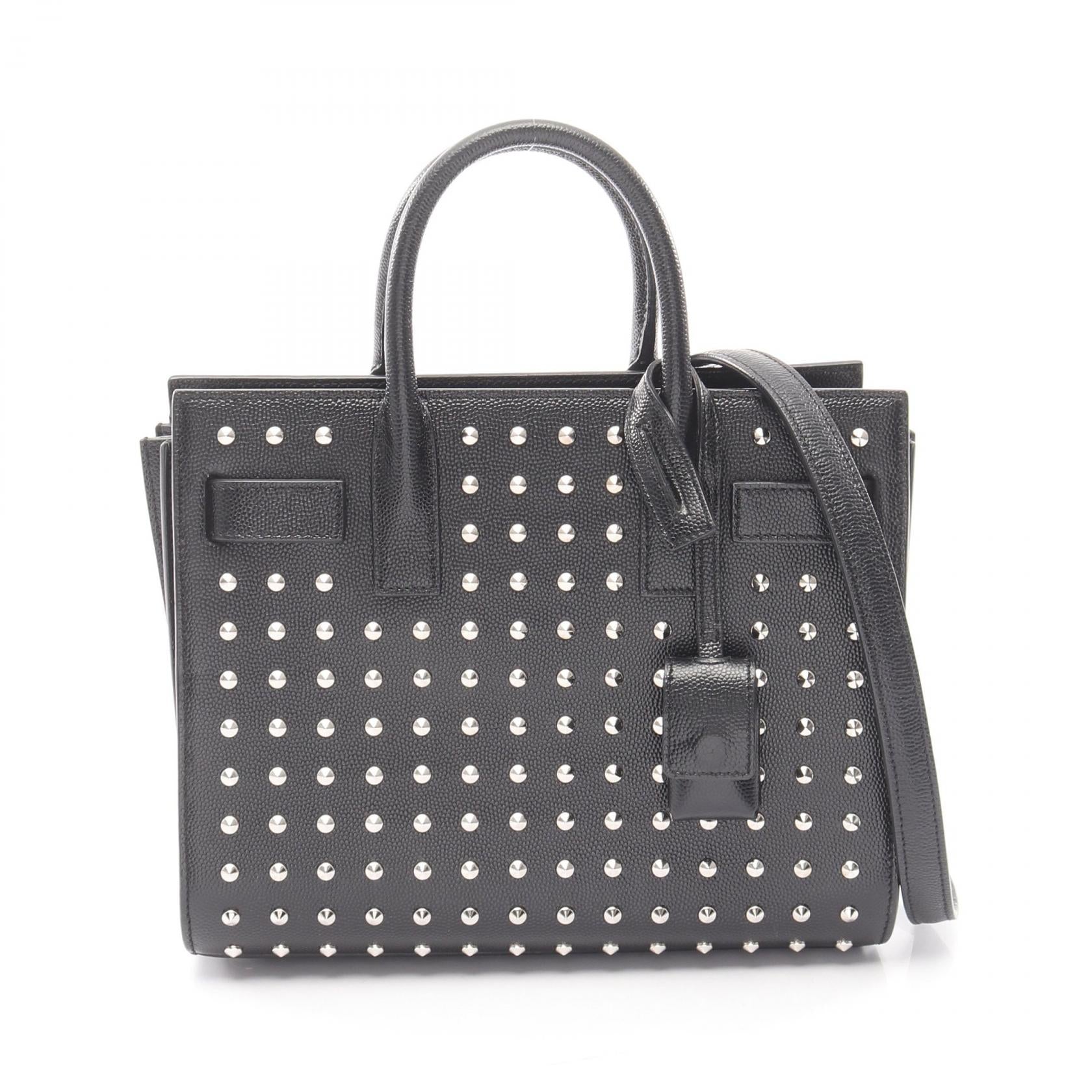 クラシック ナノ サックドジュール スタッズ 2WAY ハンドバッグ レザー ブラック サンローランパリ バッグ SAINT LAURENT PARIS