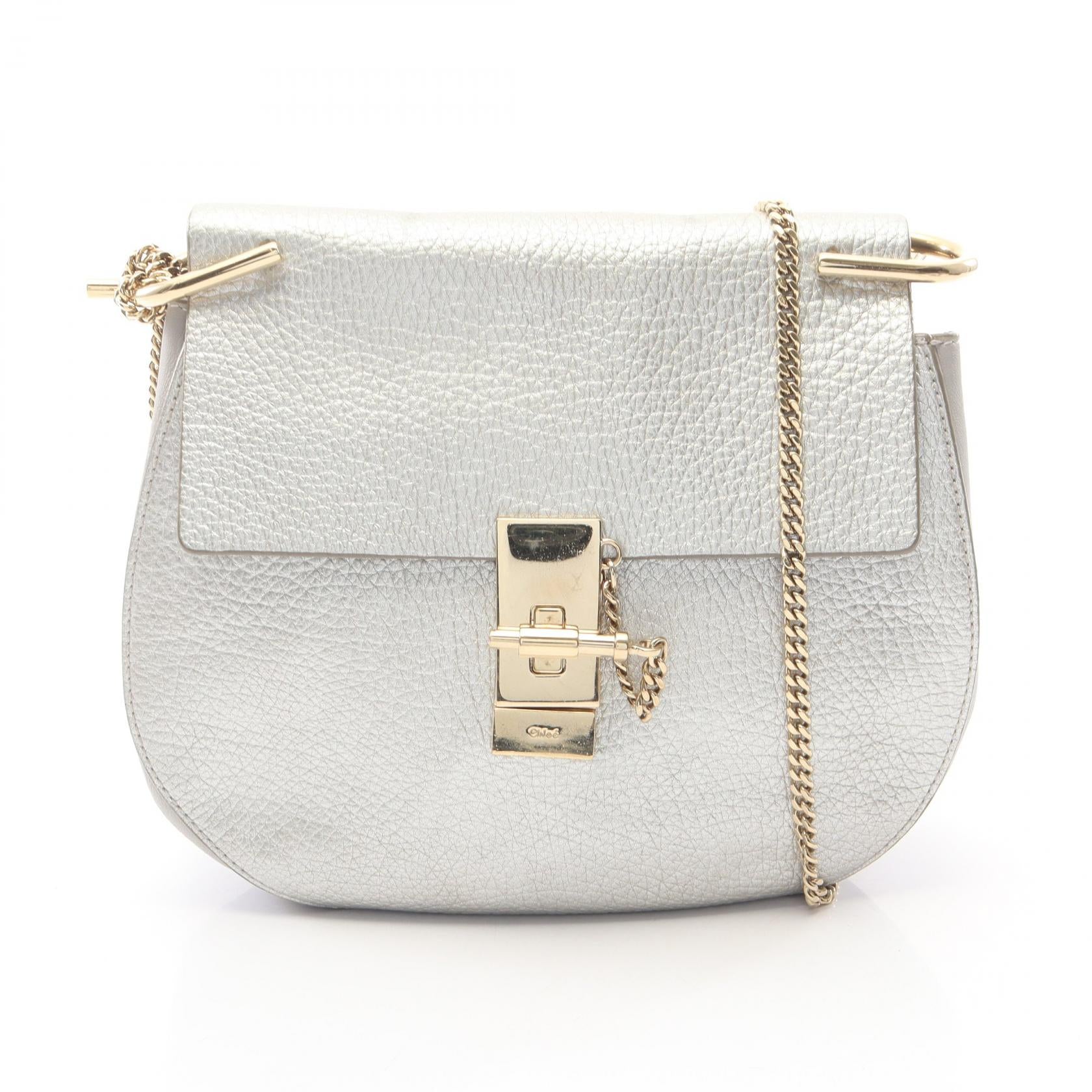 ドリュー チェーンショルダーバッグ レザー シルバー クロエ バッグ Chloe
