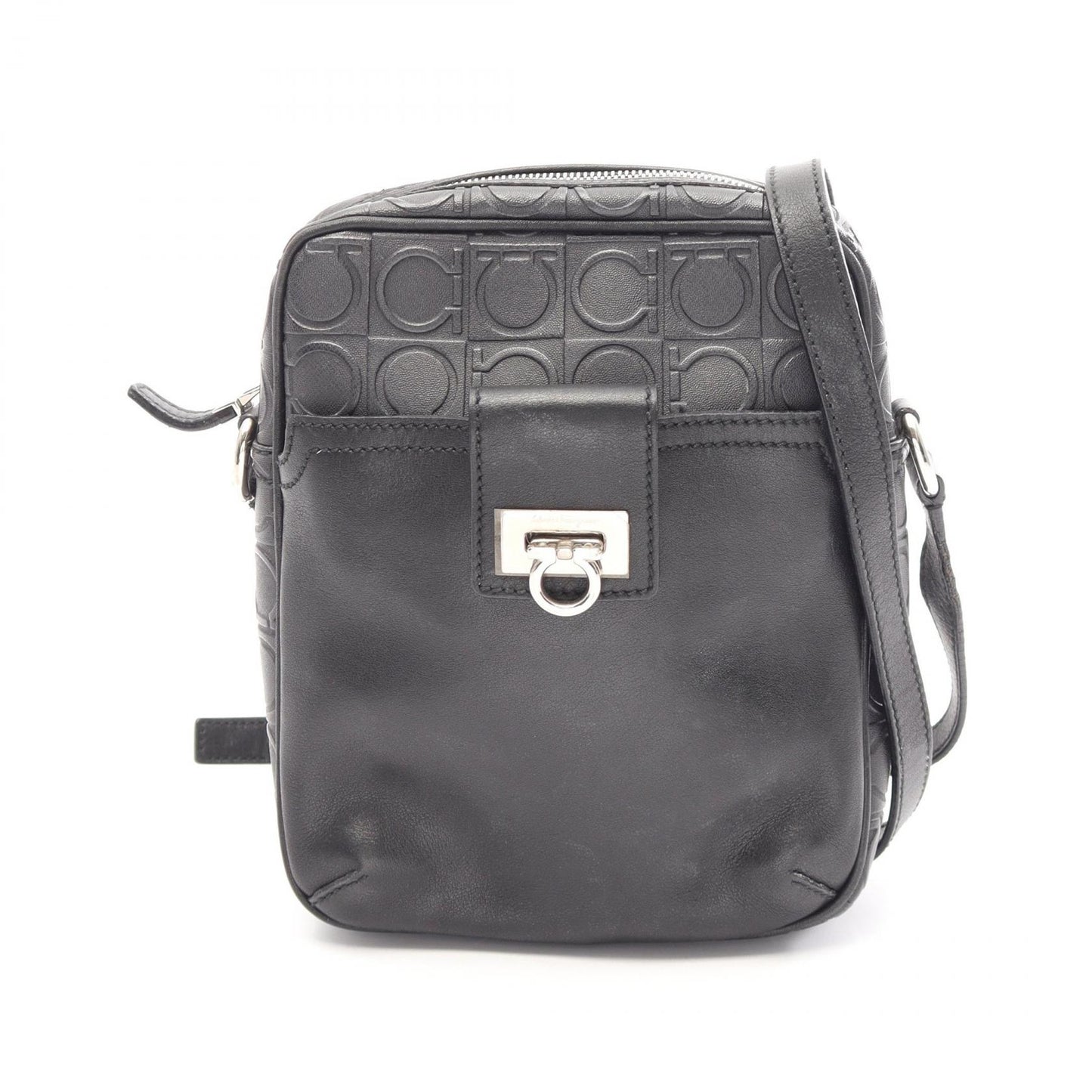 ガンチーニ ショルダーバッグ レザー ブラック サルヴァトーレフェラガモ バッグ Salvatore Ferragamo