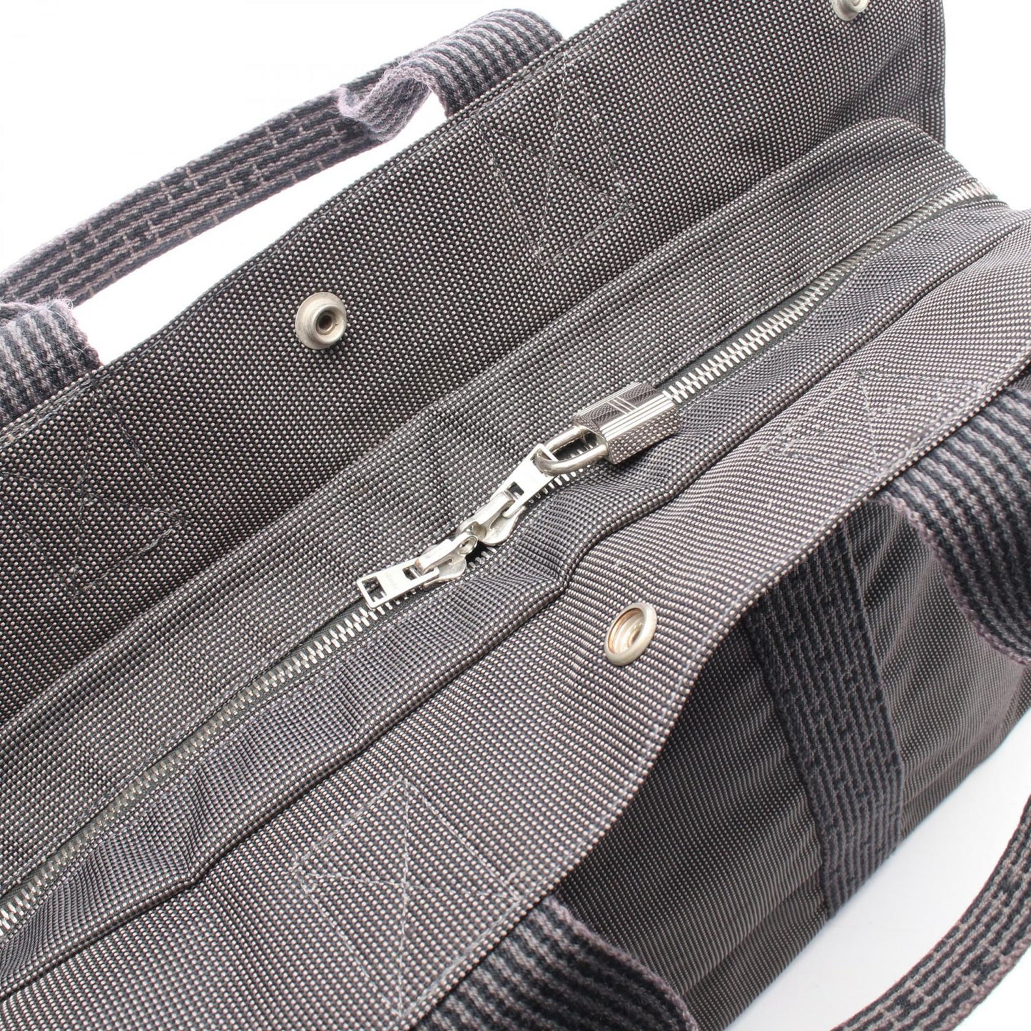 エールラインMM ハンドバッグ トートバッグ ナイロンキャンバス ダークグレー シルバー金具 エルメス バッグ HERMES