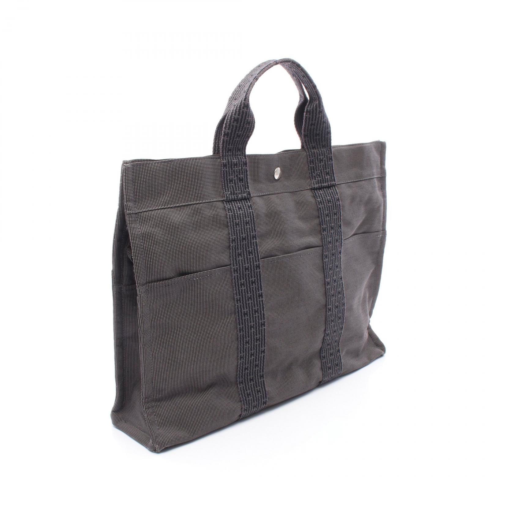 エールラインMM ハンドバッグ トートバッグ ナイロンキャンバス ダークグレー シルバー金具 エルメス バッグ HERMES
