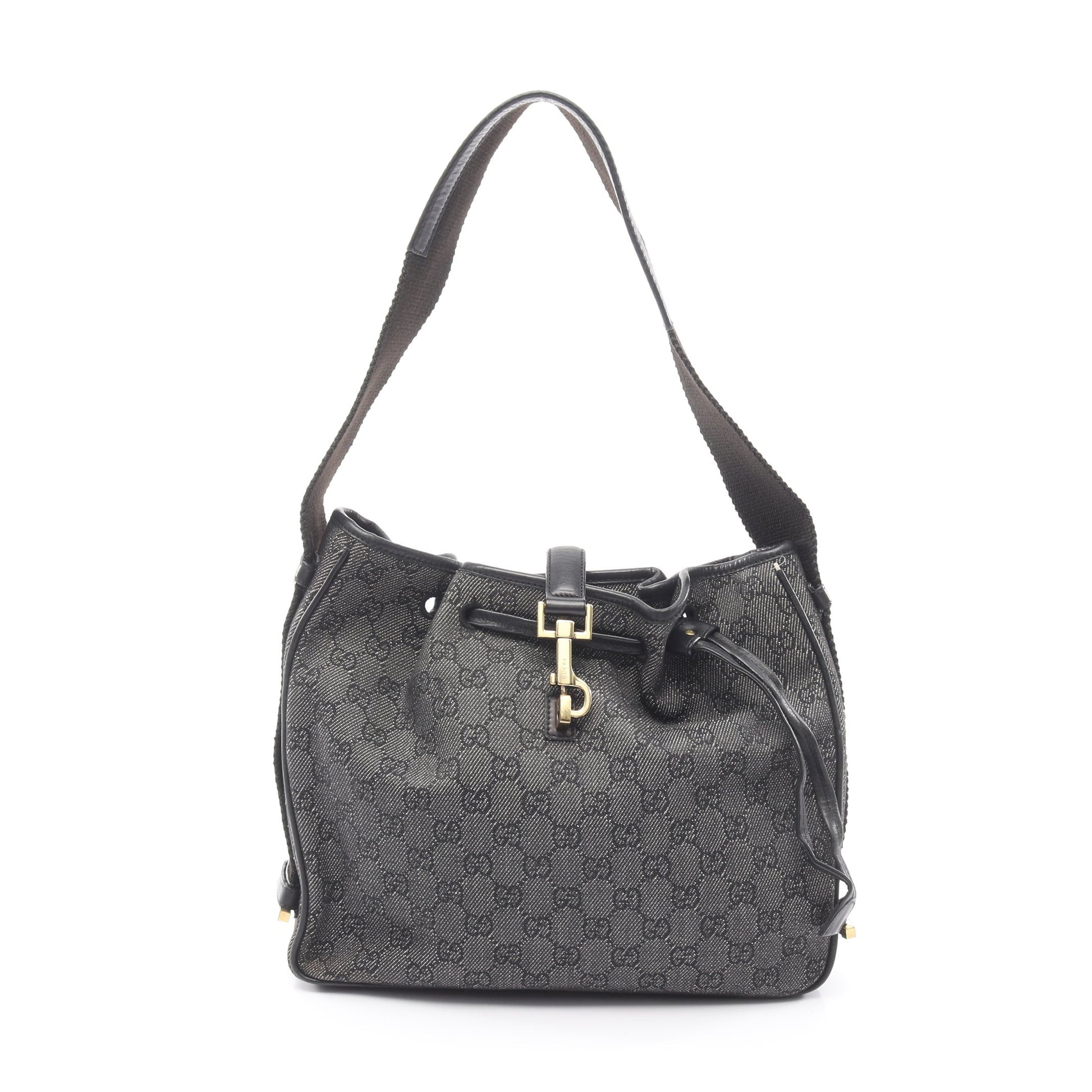 GG柄 ショルダーバッグ キャンバス レザー ブラック グッチ バッグ GUCCI
