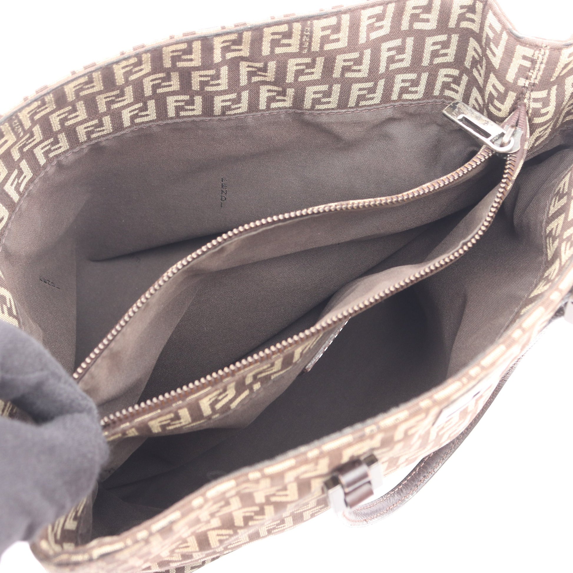 ズッキーノ ハンドバッグ トートバッグ キャンバス レザー ベージュ ブラウン フェンディ バッグ FENDI