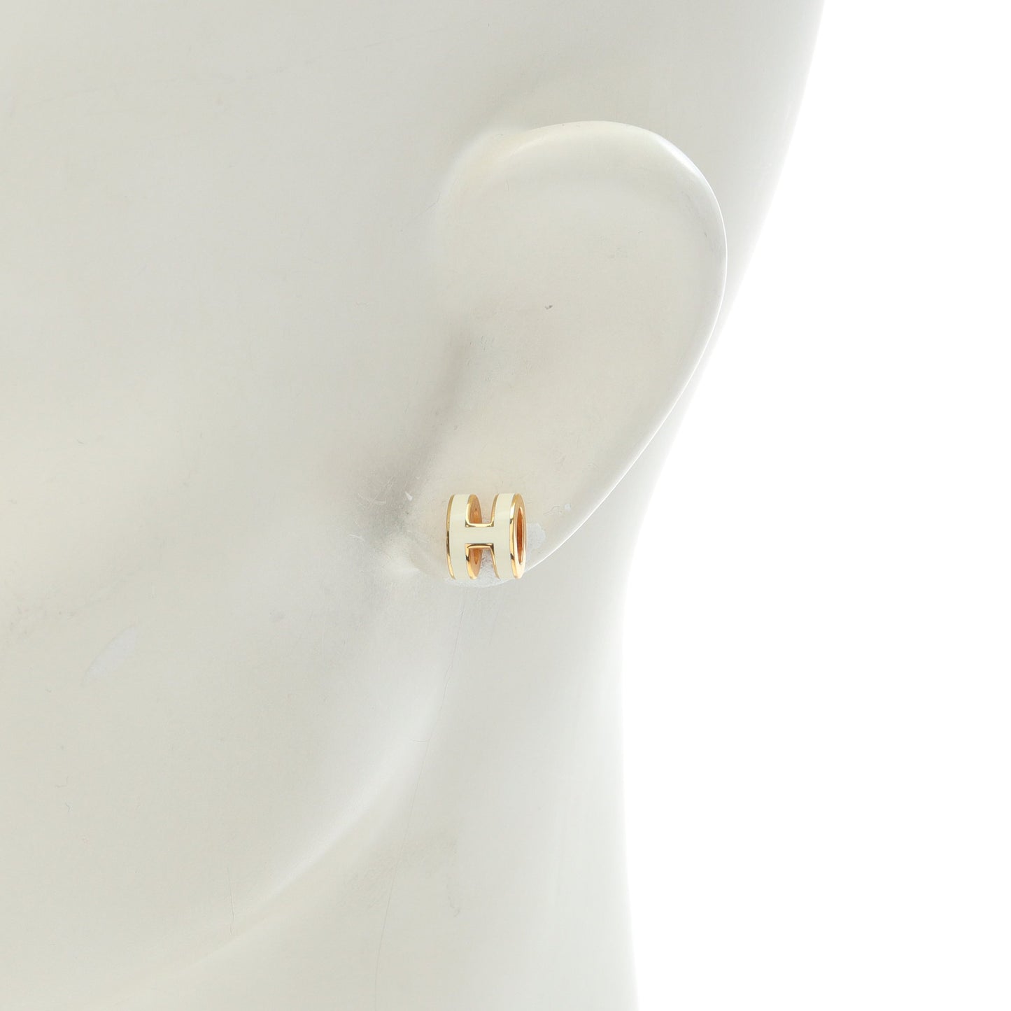MINI POP H ミニポップアッシュ イヤリング GP アイボリー ゴールド エルメス アクセサリー HERMES