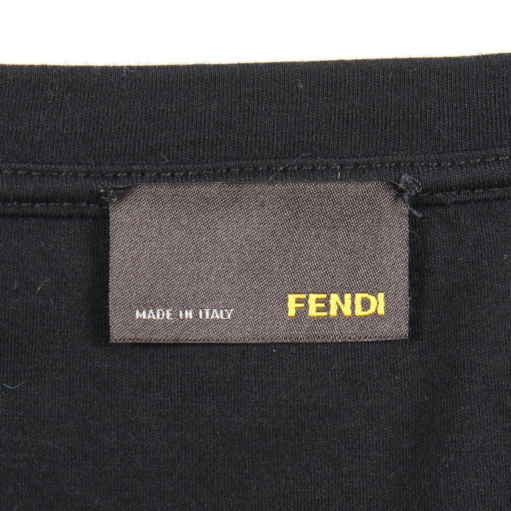 フラワー レース 半袖Tシャツ コットン ブラック フェンディ トップス FENDI
