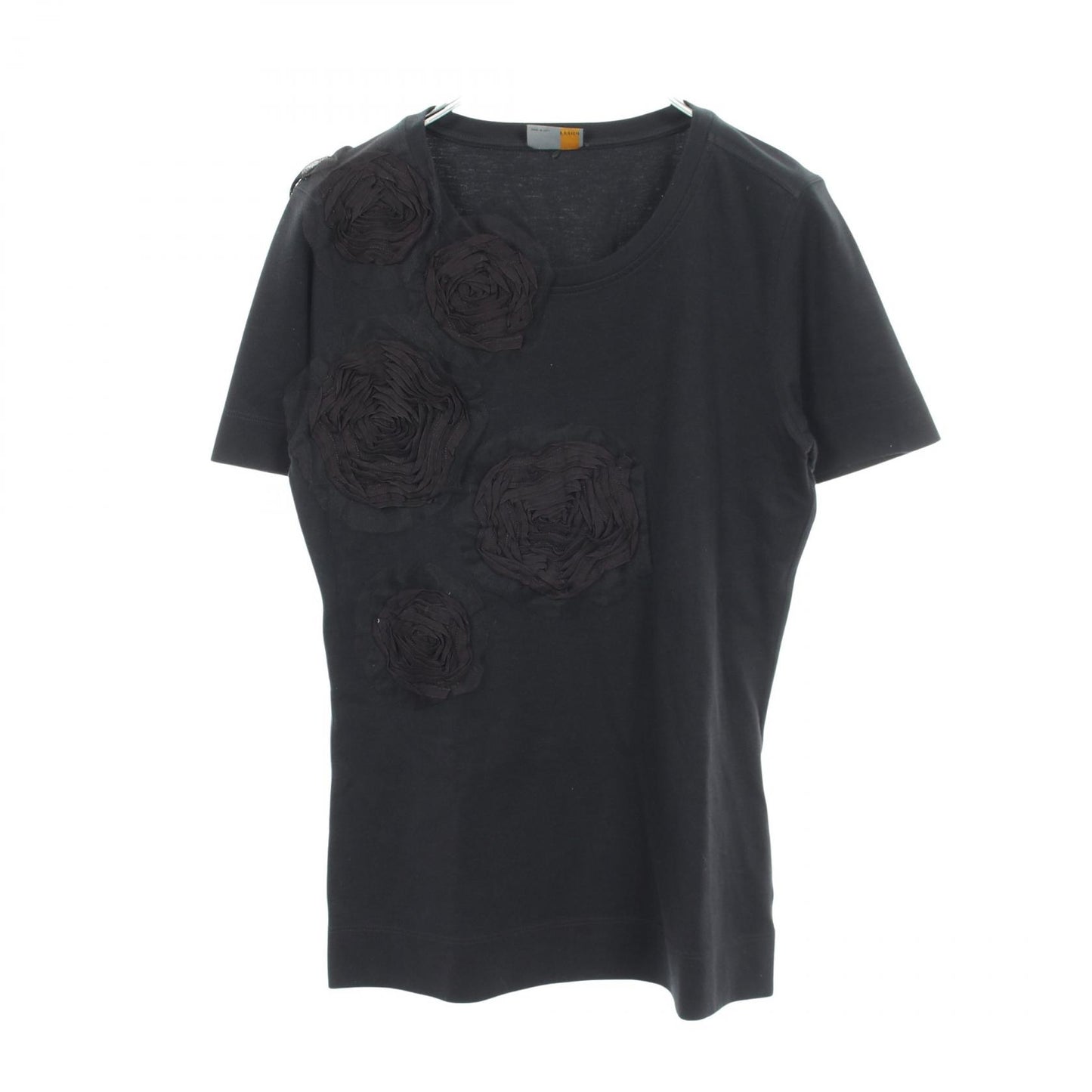 フラワー レース 半袖Tシャツ コットン ブラック フェンディ トップス FENDI