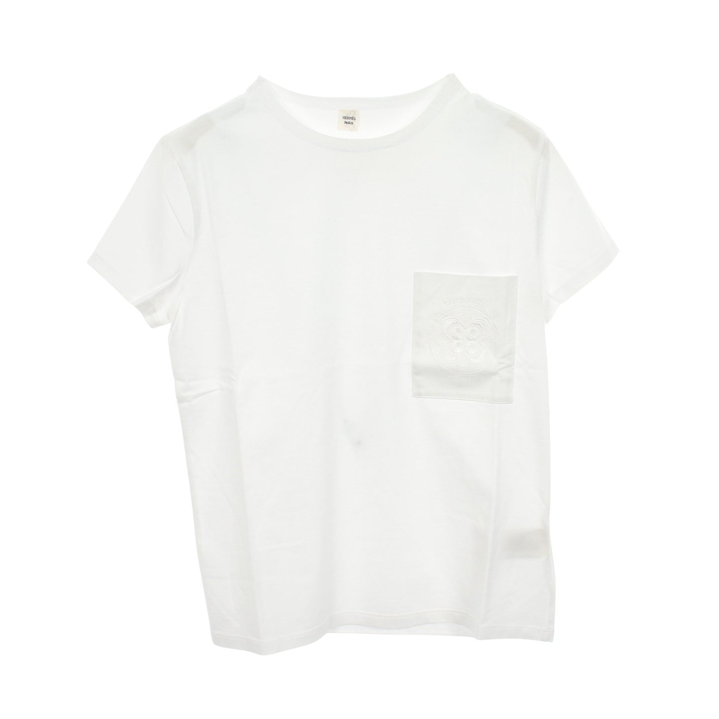 刺繍 ポケット付き 半袖Tシャツ コットン ホワイト エルメス トップス HERMES