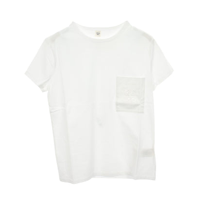 刺繍 ポケット付き 半袖Tシャツ コットン ホワイト エルメス トップス HERMES