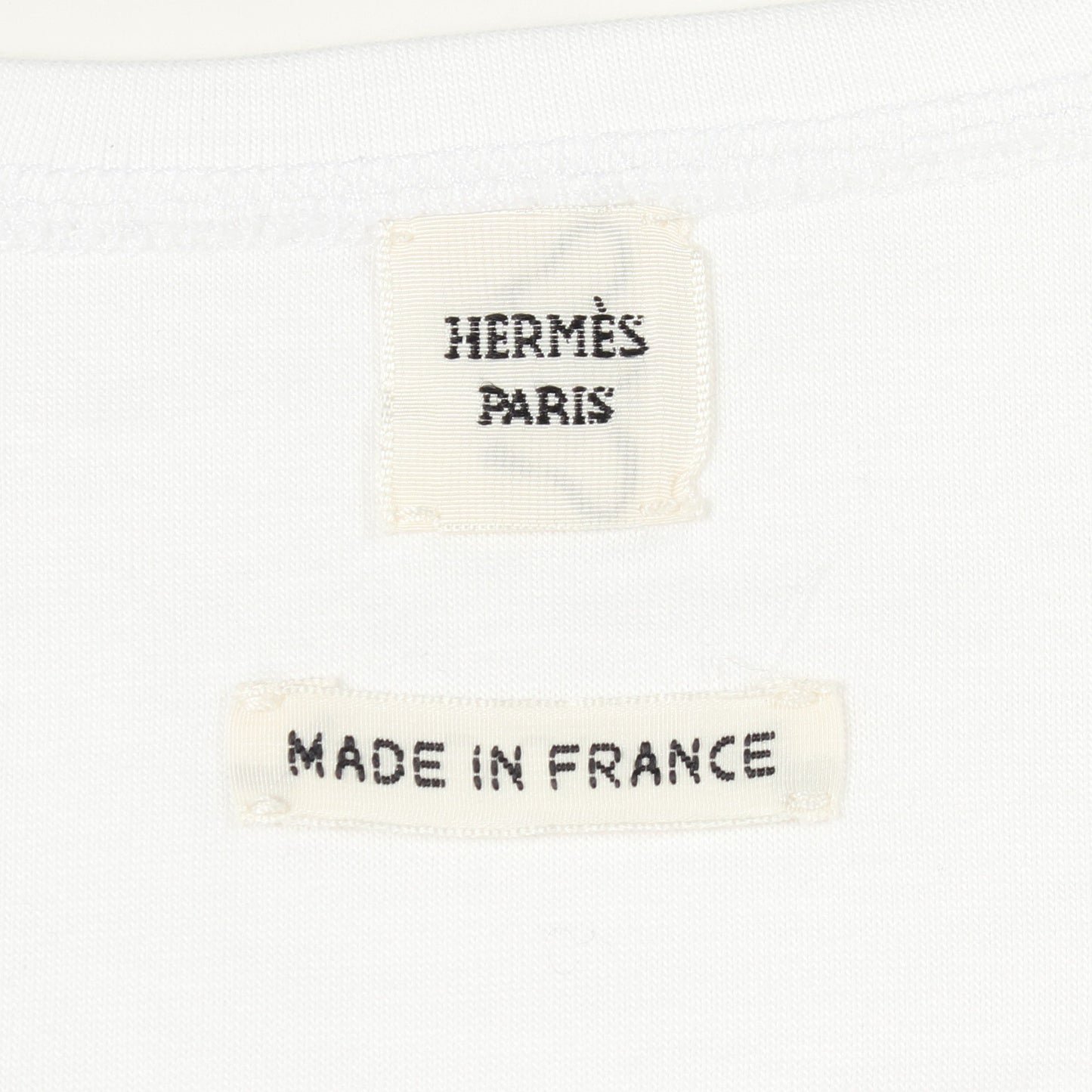 刺繍 ポケット付き 半袖Tシャツ コットン ホワイト エルメス トップス HERMES