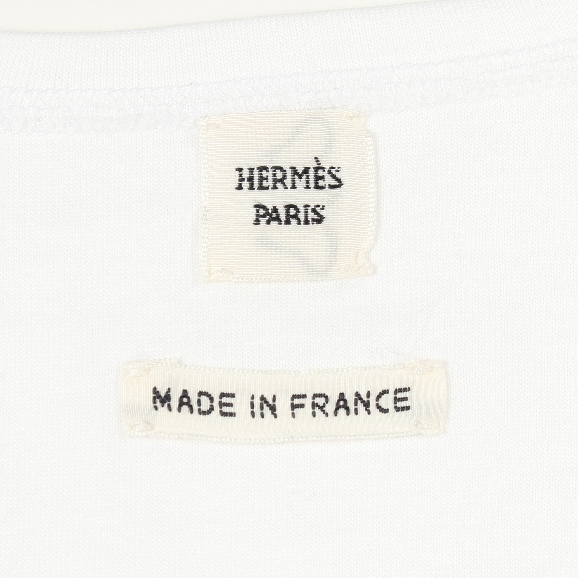 刺繍 ポケット付き 半袖Tシャツ コットン ホワイト エルメス トップス HERMES