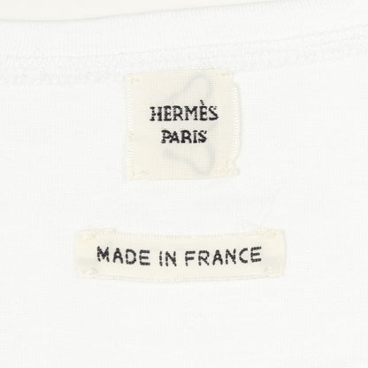 刺繍 ポケット付き 半袖Tシャツ コットン ホワイト エルメス トップス HERMES