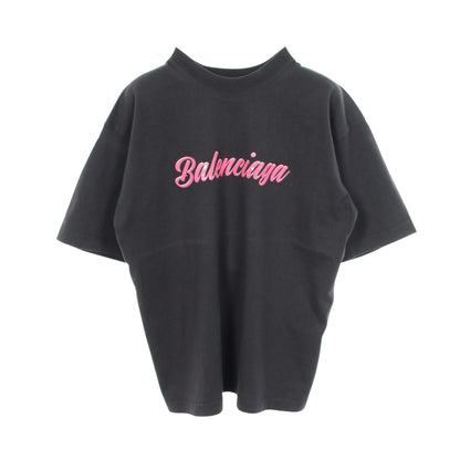 ロゴ 半袖Tシャツ コットン ブラック ピンク バレンシアガ トップス BALENCIAGA
