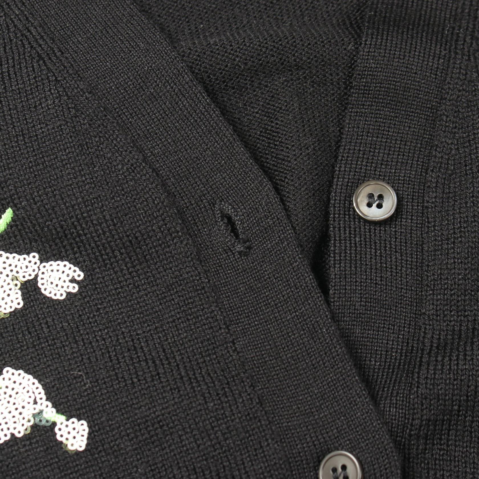 花柄 スパンコール刺繍 カーディガン ウール ブラック ミュウミュウ