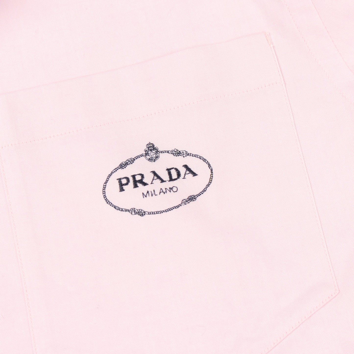 ロゴ刺繍 長袖 シャツ コットン ピンク プラダ トップス PRADA