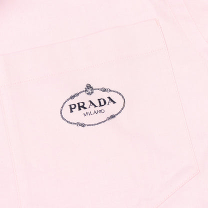 ロゴ刺繍 長袖 シャツ コットン ピンク プラダ トップス PRADA