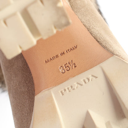 ブーツ スエード ファー ベージュ プラダ シューズ PRADA