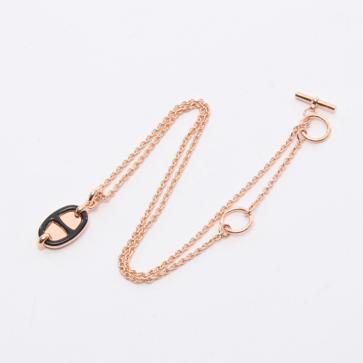 シェーヌダンクル ミニマイヨンPM ネックレス GP ピンクゴールド ブラック エルメス アクセサリー HERMES