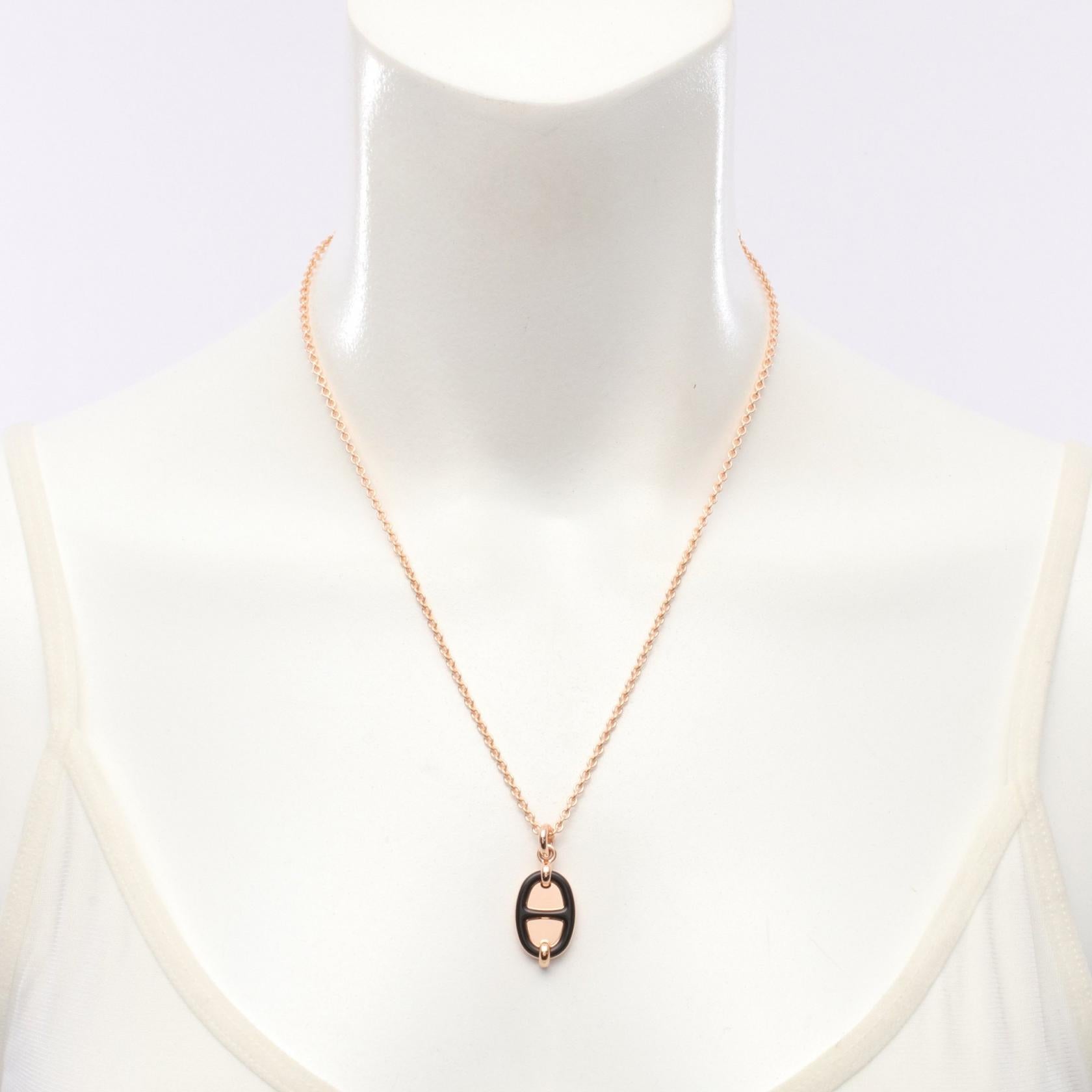 シェーヌダンクル ミニマイヨンPM ネックレス GP ピンクゴールド ブラック エルメス アクセサリー HERMES